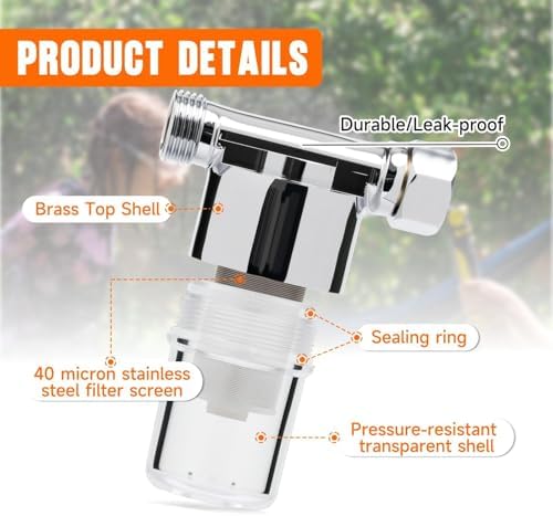 40 Micron Brass Sediment Filter, Reusable Sediment Water Filter for Washing Machine, Shower,Gardens, Well Water Traps Sand Particles, Rust, and Copper Shavings (Chrome) - Image 3