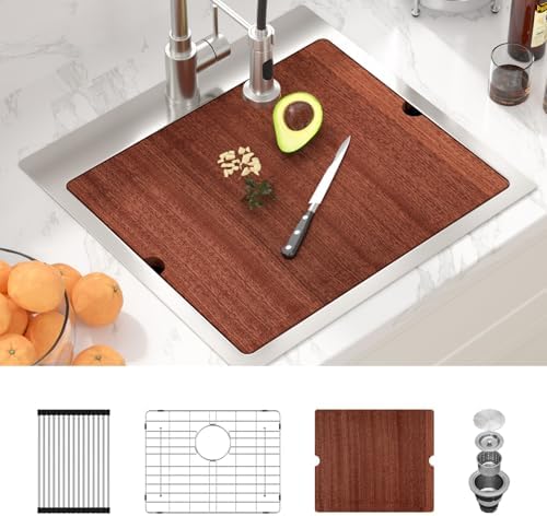 Sarlai Drop In Kitchen Sink - 21x20 Drop In Kitchen Sink Ledge Workstation 16 Gauge Stainless Steel Topmount Deep Single Bowl Over Counter Sinks Basin Round Corners - Image 2