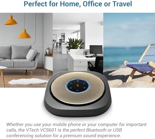 VTech VCS601-2 Bluetooth Conference Speakerphone - 360° Premium Voice Pickup with 6 Microphones, Smart NFC Connect, 24H Call Time with HD Audio, Reverse Charging USB C, Voice Assistant, Home Office - Image 2