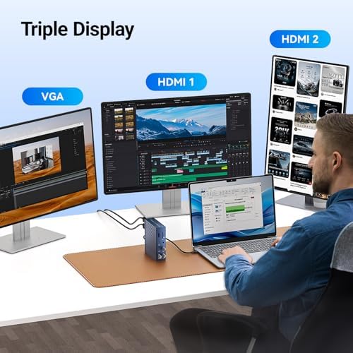 ACASIS USB C Docking Station Dual Monitor, 16-in-1 Laptpop Docking Station with 2* HDMI,VGA,2.5G Ethernet,SD/TF,10Gbps USB-C 3.1,3.5mm Audio,PD100W,USBC Hub for Dell/Lenovo/HP/ThinkPad (Gray) - Image 7