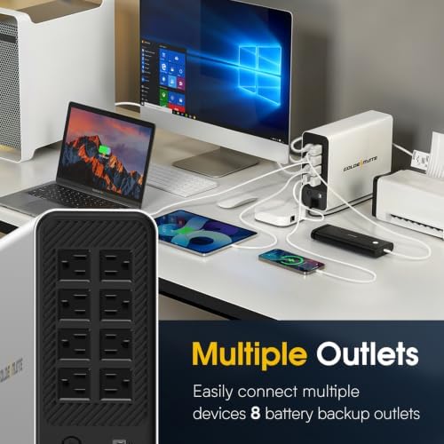 GOLDENMATE 1500VA/1000W Lithium UPS Battery Backup & Surge Protector, White - Image 5