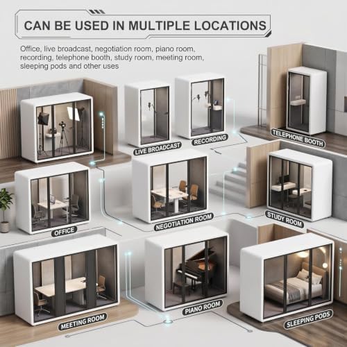 Soundproof Office Pod with 4 Person Glass Design (Wood) - Image 7