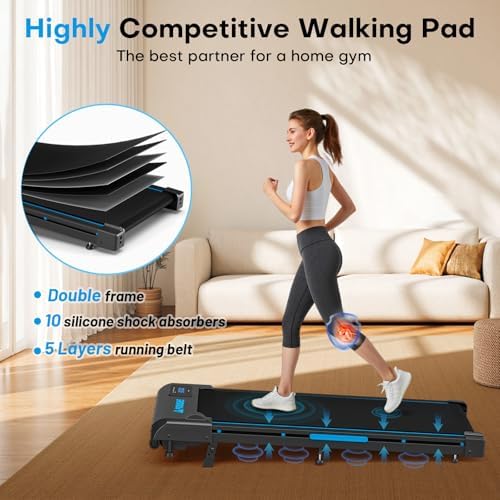 Walking Pad, FOUSAE 6.2MPH Under Desk Walking Pad with 10% Incline, Treadmills for Home with Double Frame, 2.75HP Brushless Drive Treadmill, 12 HIIT Programs, Remote Control, 350LBS Capacity - Image 6