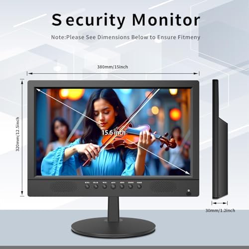 Jexiop 16inch Security Monitor,Wall-Mounted Monitors Supports USB/Full Format Video Playback,CCTV Monitors with AV/HDMI Input/VGA/BNC,Built-in Speaker,Remote Control - Image 6