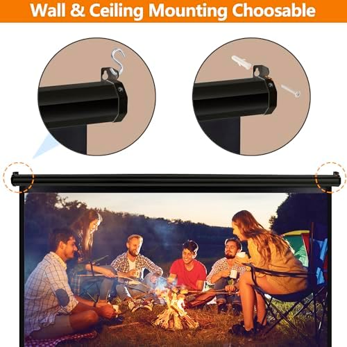 SUPER DEAL 72'' 4:3 HD Projection Screen Foldable Anti-Crease Portable Projector Movie Screen Manual Pull Down for Home Theater Presentation Education Outdoor Indoor Public Display, Black - Image 6