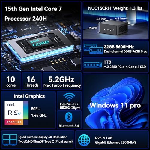 ASUS NUC 15 Pro NUC15CRHC7， Intel NUC 15 Pro Core 7 240H, 32GB RAM, 1TB SSD - Image 3