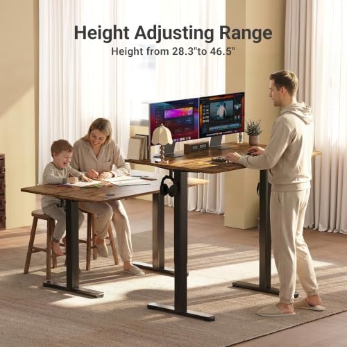 Claiks Electric Height Adjustable Standing Desk, 35x20 Inch, Rustic Brown - Image 4