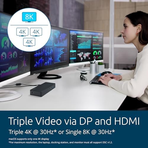 Kensington SD3210U3 USB-C® 10Gbps Triple Video Driverless Dock 100W PD - DP/HDMI - Windows, Supporting Thunderbolt™ 5, Thunderbolt™ 4, USB4®, and USB-C® Alt Mode laptops with up to three 4K (K32802NA) - Image 7