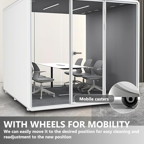 Office Sound Booth with Audio Privacy - Portable Soundproof Booth Includes White Frame with Curved Corners,Soundproof Room with Light,Fans, Magnetic Door Lock for Meeting Room (102.36IN) - Image 7