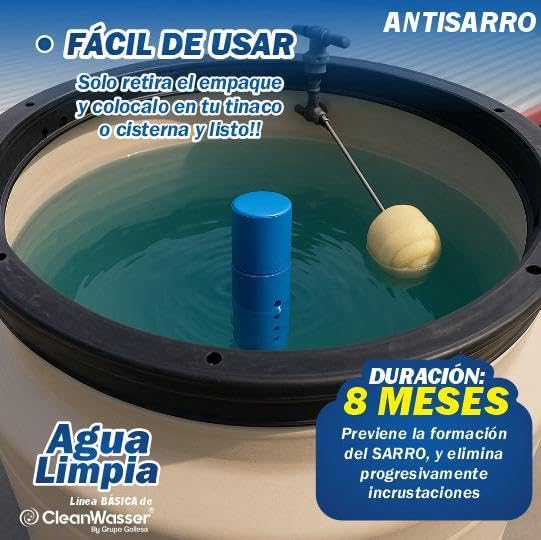 Anti-Tartar for Bathtubs and Cisterns, Removes Pipe Tartar, Prevents Tartar Formation in Faucets and Showers, CleanWasser Clean Water Cartridge for 1,100 Liters - Image 2