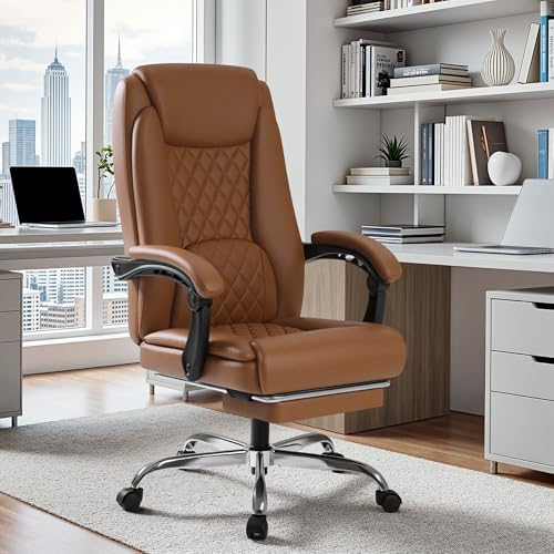 Homall Executive Home Office Chair with Lumbar Support,400lbs Adjustable Ergonomic High Back Office Chair Reclining Managerial Chair for Home Office (Brown) - Image 6