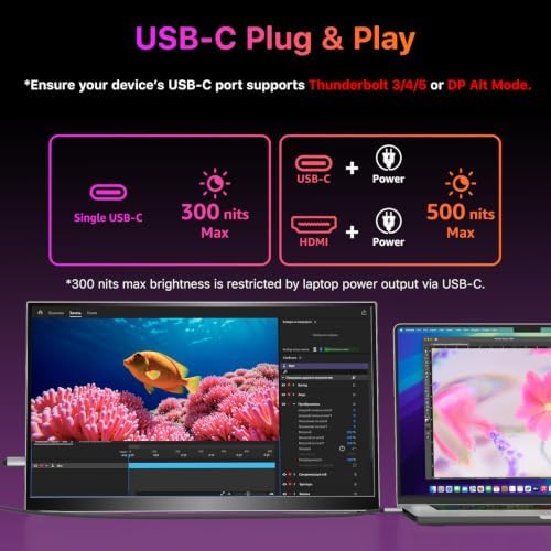 kksmart Portable Monitor for Laptop MacBook Surface PC Xbox PS5, Travel Monitor Second Screen for Laptop, HDMI USB-C VESA Compatible Built-in Speaker, 18.5inch - Image 2