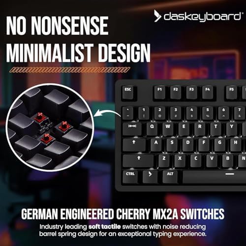 Das Keyboard Prime 13 Mark II Backlit Wired Mechanical Keyboard, Cherry MX2A Red Mechanical Switches, Clean White LED Backlit Keys, USB Pass-Through, Aluminum Top Panel (104 Keys, Black) - Image 2