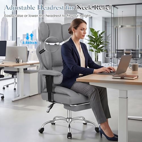 DUMOS Big and Tall Home Office Desk Chair, Executive Chair with Footrest - Image 5