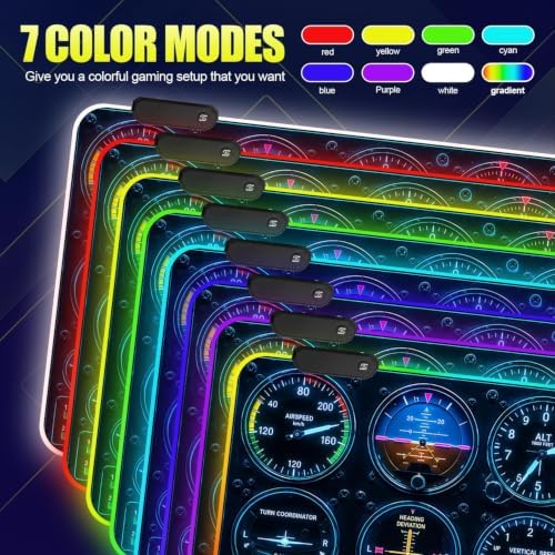 Car Dashboard RGB Gaming Mouse Pad Large Extended Desk Mat 35.4 x 15.7 inch LED Glowing Mousepad Light Up Keyboard Pad Non-Slip Rubber Base - Image 2