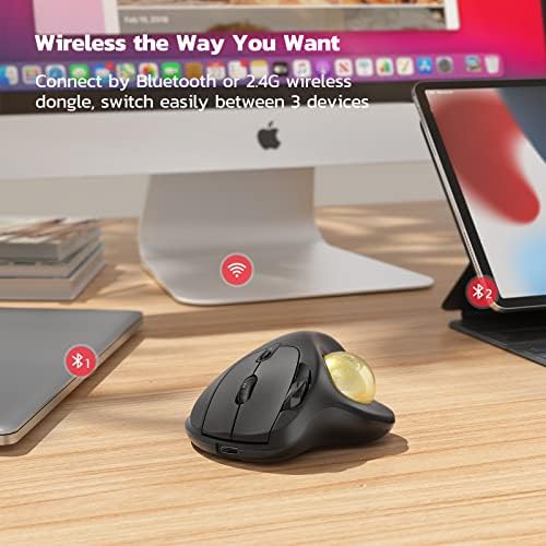 Nulea M501 Wireless Trackball Mouse Ergonomic Thumb Control, 4 DPI Levels - Image 4