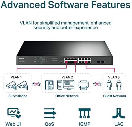 TP-Link TL-SG1218MPE 16 Port Gigabit Switch Easy Smart Managed 16 PoE+ @250W, 2 non-PoE ports, 2 combo SFP slots 3 Year Manufacturer Warranty QoS, Vlan, IGMP & LAG, Free Expert Help - Image 3