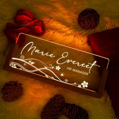Desk Name Plate Personalized, Custom Acrylic Name Plate for Desk, Office Decor for Women Men, Appreciation Gifts for Coworkers Boss Teacher - Light-Up Name Plaque - Image 6