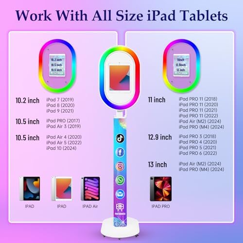 Portable Photo Booth for iPad 10.2" 10.5" 10.9" 11" 12.9" 13" Photobooth Machine Metal Shell Selfie Station RGB Ring Light Custom Logo for Parties Wedding Rental - Image 5