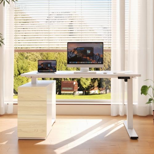 FLEXISPOT EN2 55"x28" Standing Desk Bundle with Storage Cabinet, White - Image 2