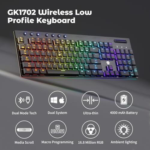 Hexgears GK1702 Wireless Ultra-Thin Gaming Keyboard - Clicky - Image 2
