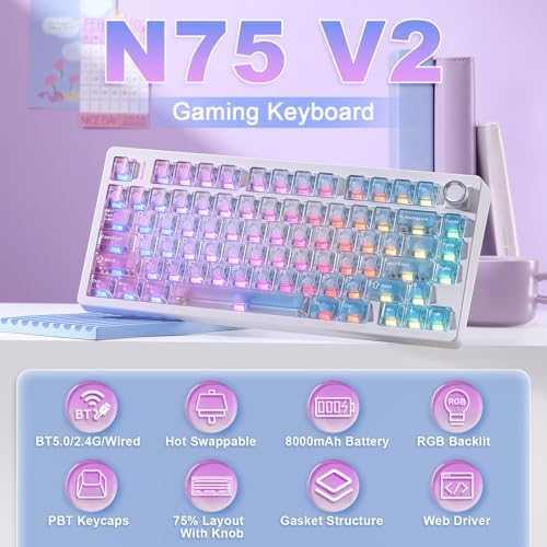 N75 V2 Wireless Gaming Keyboard,2.4GHz/BT/Wired Mechanical Keyboard - Image 2
