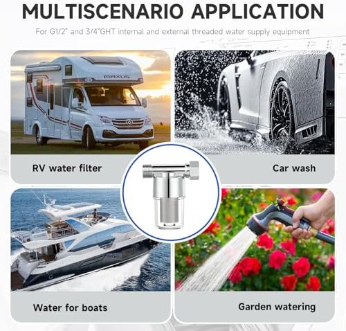 Washing machine water filter, capable of filtering out impurities of 40 microns in water, protecting household appliances. Suitable for water heaters and showers, (silver) - Image 3