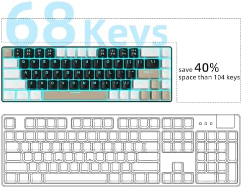 MageGee Portable 60% Mechanical Gaming Keyboard, MK-Box LED Backlit Compact 68 Keys Mini Wired Office Keyboard with Brown Switch for Windows Laptop PC Mac - Black/Coffee Color - Image 3