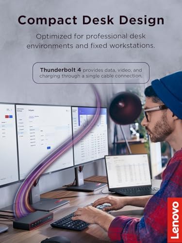 Lenovo ThinkPad Thunderbolt 4 Smart Dock Gen 2 7500, Multiple Display Support, Integrated 1M Thunderbolt 4 Cable, Remote Hardware Management, 40Gbps Data Speed, 100W Power Delivery, Black - Image 4
