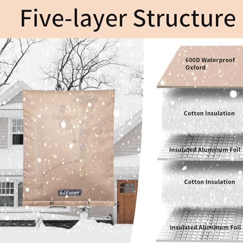 Backflow Preventer Insulation Cover -Sprinkler Covers for Outside -600D Heavy Duty Waterproof Sprinkler Valve Cover Perfect for Pipe Freeze Protection and Pressure Vacuum Breaker (20"W x 26"H) - Image 3
