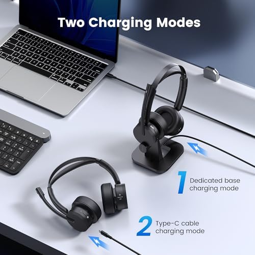 Wireless Headset with Mic for Work, Bluetooth Headset with Noise Cancelling - Image 4