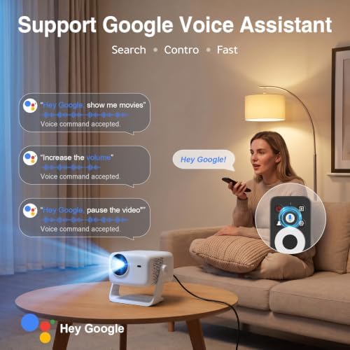 【Google TV & 3500ANSI & 4K】Smart Projector with WiFi and Bluetooth, VISSPL AI Auto Focus & Auto Keystone Portable Outdoor Overhead Projector, Movie Home Theater Gaming Projectors for Bedroom Ceiling - Image 4