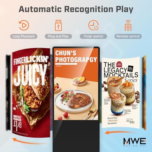 MWE 43 Inch Indoor Digital Signage Touchscreen Kiosk Floor Standing Advertising Display LCD Totem Interactive Display Poster Android System with Auto Media Player - Image 3