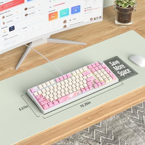 Fogruaden Pink Creamy Mechanical Keyboard with Number Pad, Hot Swappable RGB Gaming Keyboard, 98 Key Full Layout, Custom Gasket Mount, Red Switch, NKRO for Win/Mac - Image 4