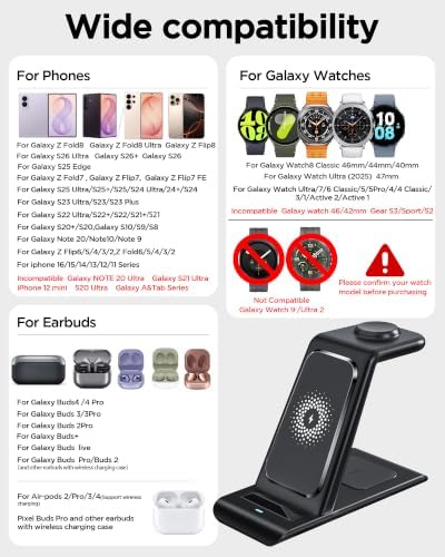 Wireless Charging Station for Samsung Galaxy Watch 8/7/6/5/4/3,S26 Ultra - Image 2