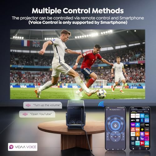 Smart Projector 4K [VIDAA Live TV & 36W Dolby & Voice Control] with WiFi6 and Bluetooth, Short Throw Projector Compatible with Netflix, AI Auto Focus, HDR10, Home Theater Proyector for Outdoor Movies - Image 4