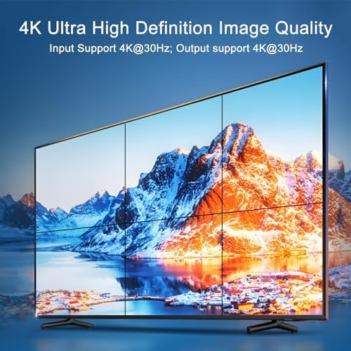 Video Wall Controller, 4K@30Hz 2X3 TV Wall Processor with 1 HDMI Input+ 6 HDMI Output + Audio Out, with RS232. Support 180° Rotate, 6 Output Support Images Stitching 2x3 2x2 1x6 6x1 etc - Image 5