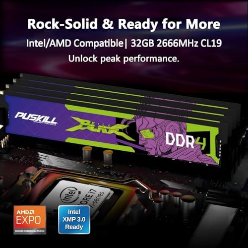 PUSKILL 32GB Kit (2x16GB) DDR4 RAM 2666MHz PC4-21300 Desktop Memory, Non-ECC Unbuffered UDIMM 1.2V CL19 288-Pin, Dual Channel PC Computer Upgrade Module for Intel & AMD - Image 4