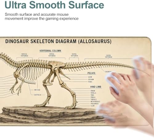 Dinosaur Fossils Extended Gaming Mouse Pad 35.4"x15.7" Large Extended Pad Desk Mat Anti-Slip Rubber Base & Durable Stitched Edges for Gamers Smooth Mouse Pad Writing Surface for Desk Office/Home - Image 6