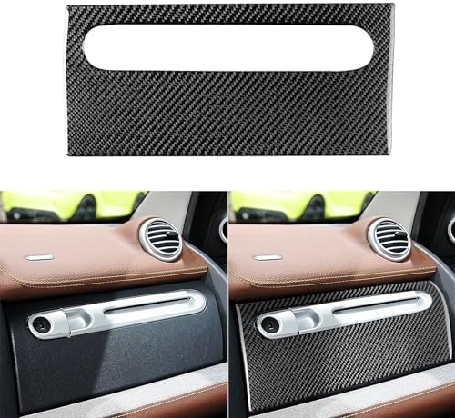 Real Black Carbon Fiber Car Co-Pilot Glove Storage Box Switch External Panel Anti-Scratch Cover Sticker Compatible with Benz Smart Fortwo 2011 2012 2013 2014 2015 Auto Interior Accessories 1pc - Image 2