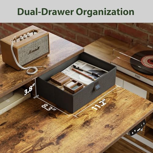 Agilestic 55 Inch Standing Desk with Drawers & Keyboard Tray, Rustic Brown - Image 6