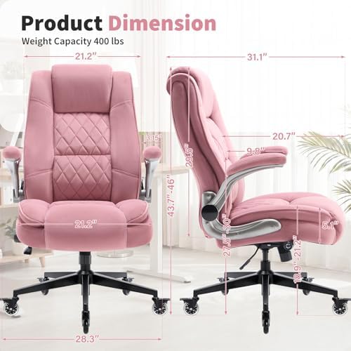 Fabric High Back Office Chair, Thick Padded Ergonomic Computer Desk Chair - Image 3