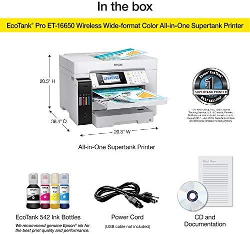 Epson EcoTank Pro ET-16650 Wireless Wide-Format Color All-in-One Supertank Printer with Scanner, Copier, Fax and Ethernet (Renewed), White - Image 5