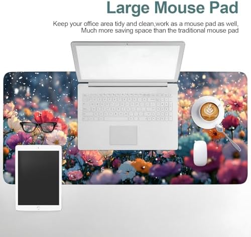 Spring Flowers Gaming Mouse Pad 35.4"x15.7" Large Extended Pad Desk Mat Anti-Slip Rubber Base & Durable Stitched Edges for Gamers Smooth Mouse Pad Writing Surface for Desk Office/Home - Image 7