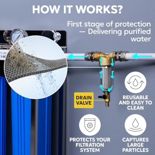 Aquaboon 3/4" Spin-Down Sediment Filter for Well Water, Reusable Pre-Filter, 50 & 200 Micron, Heavy-Duty for Home & Commercial Use, Easy to Clean, Extends Unit Life - Image 2