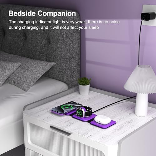 3 in 1 Charging Station for Multple Devices,Foldable 3 in 1 Wireless Charger for Travel,Nano Wireless Charging Station for iPhone16 15 14 13 12 Pro Max/Watch 10 9 8 7 6 5 4 3 Ultra/AirPod Pro - Image 6