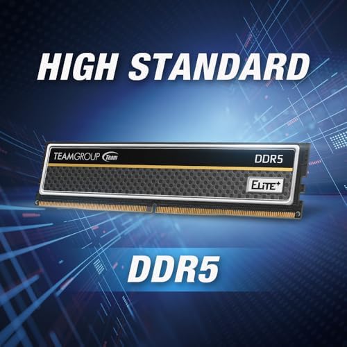 TEAMGROUP Elite Plus DDR5 16GB (2x8GB) 4800MHz PC5-38400 CL40 Unbuffered Non-ECC 1.1V UDIMM 288 Pin Desktop Memory Module Ram (Black) - TPBD516G4800HC40DC01 - Image 2