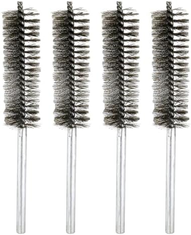 HARFINGTON 4pcs Wire Bore Brush Set 8 Inch Length 1.2 Inch Shank Stainless Steel Bristles Cleaning Brush for Clean Car Part Tube Kitchen Garage by HARFINGTON