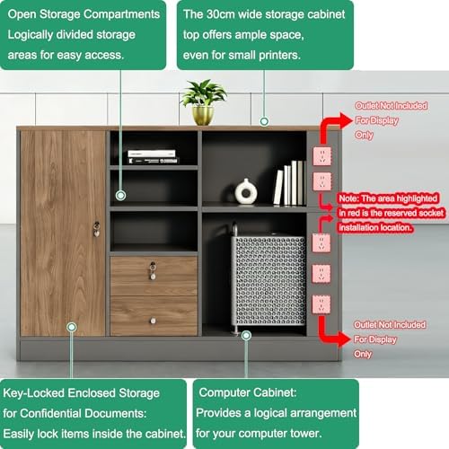 Modern Office Cubicle Workstation Desk with Tempered Glass Privacy Panels, USB Charging Hub & Cable Management,Multi-Person Modular Computer Desk for Commercial Office (A-Left, Three Person-F) - Image 5