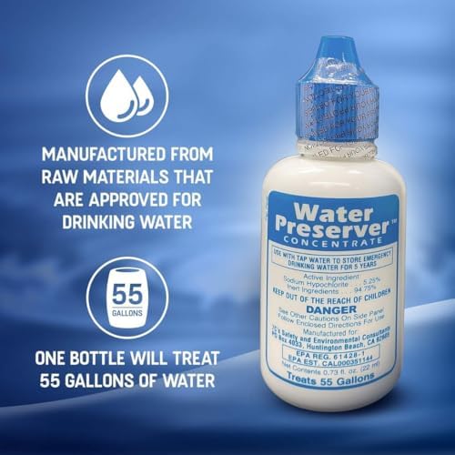 Water Preserver for 55 Gallon Water Tank 2 Pack - Made in USA - Purifies Drinking Water for 5 Years - for Emergency Storage, Rain Collection, Survival Kit, Hurricane & Earthquake - Image 4